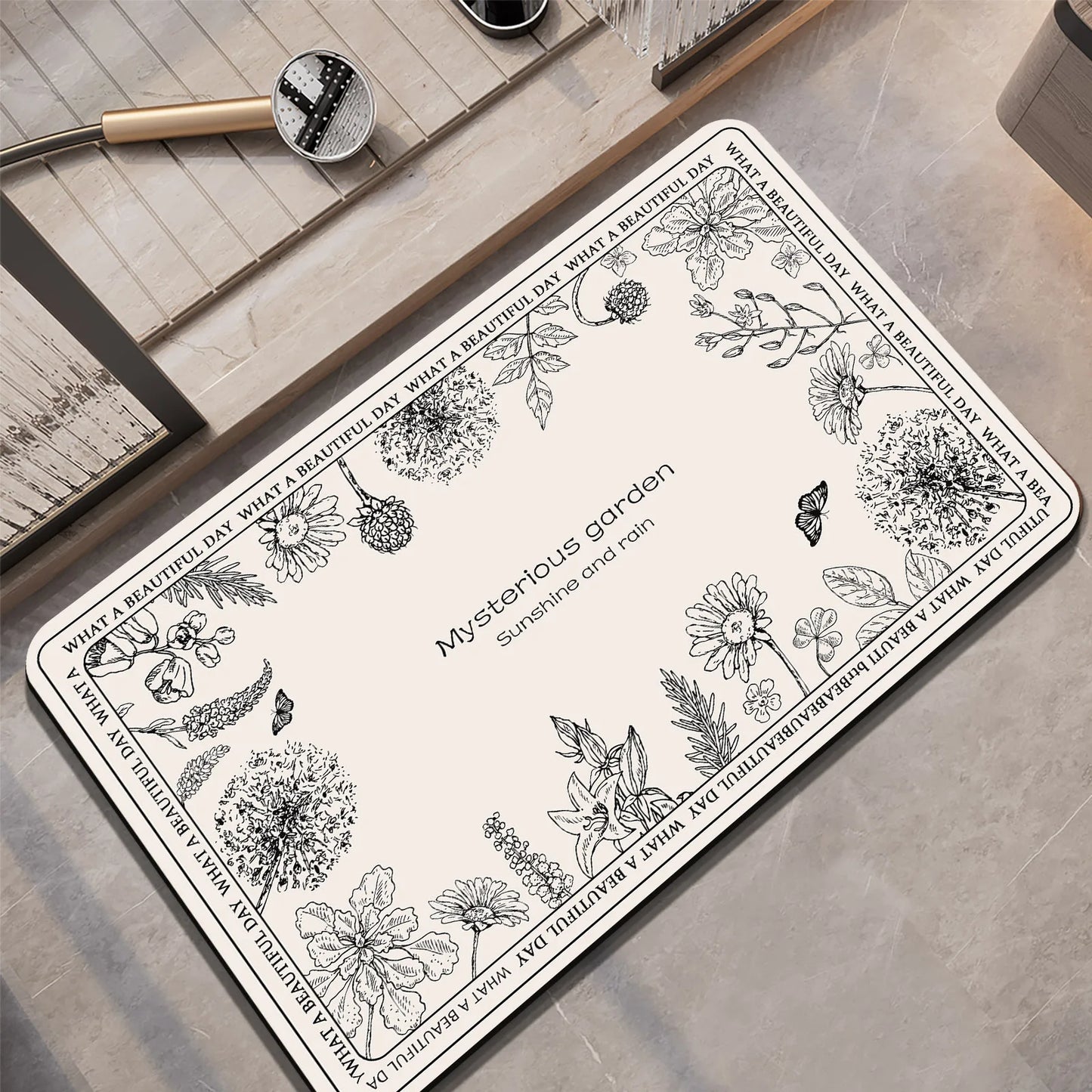 Tappeto da Bagno in Diatomite – Lusso Retrò, Asciugatura Rapida e Antiscivolo | Lavabile Casa Fiorità