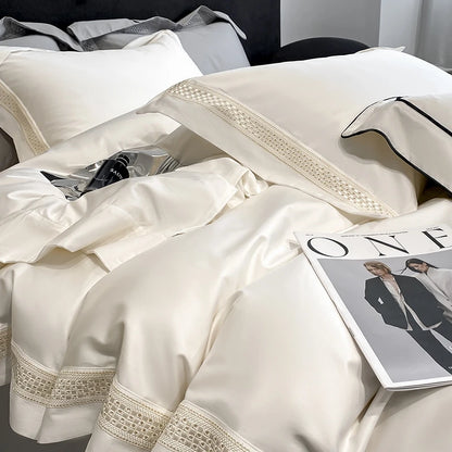 Set 4 Pezzi in 100% Cotone Egiziano – Lusso Premium con Finitura Hollow Edge