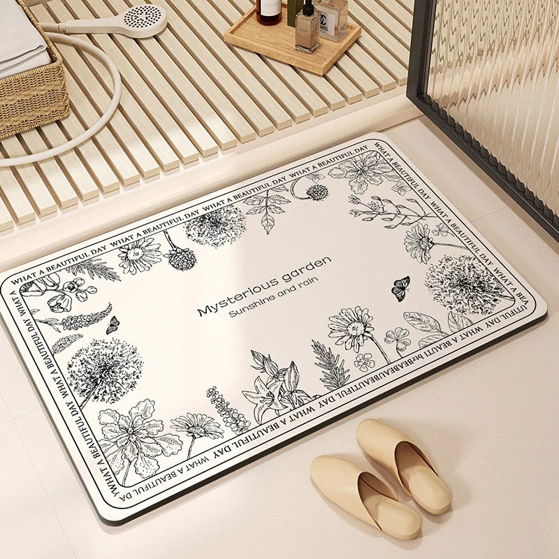 Tappeto da Bagno in Diatomite – Lusso Retrò, Asciugatura Rapida e Antiscivolo | Lavabile Casa Fiorità