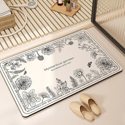 Tappeto da Bagno in Diatomite – Lusso Retrò, Asciugatura Rapida e Antiscivolo | Lavabile Casa Fiorità