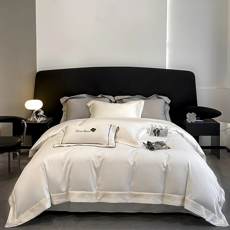 Set 4 Pezzi in 100% Cotone Egiziano – Lusso Premium con Finitura Hollow Edge