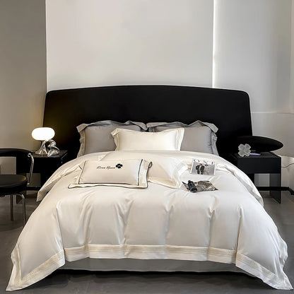 Set 4 Pezzi in 100% Cotone Egiziano – Lusso Premium con Finitura Hollow Edge