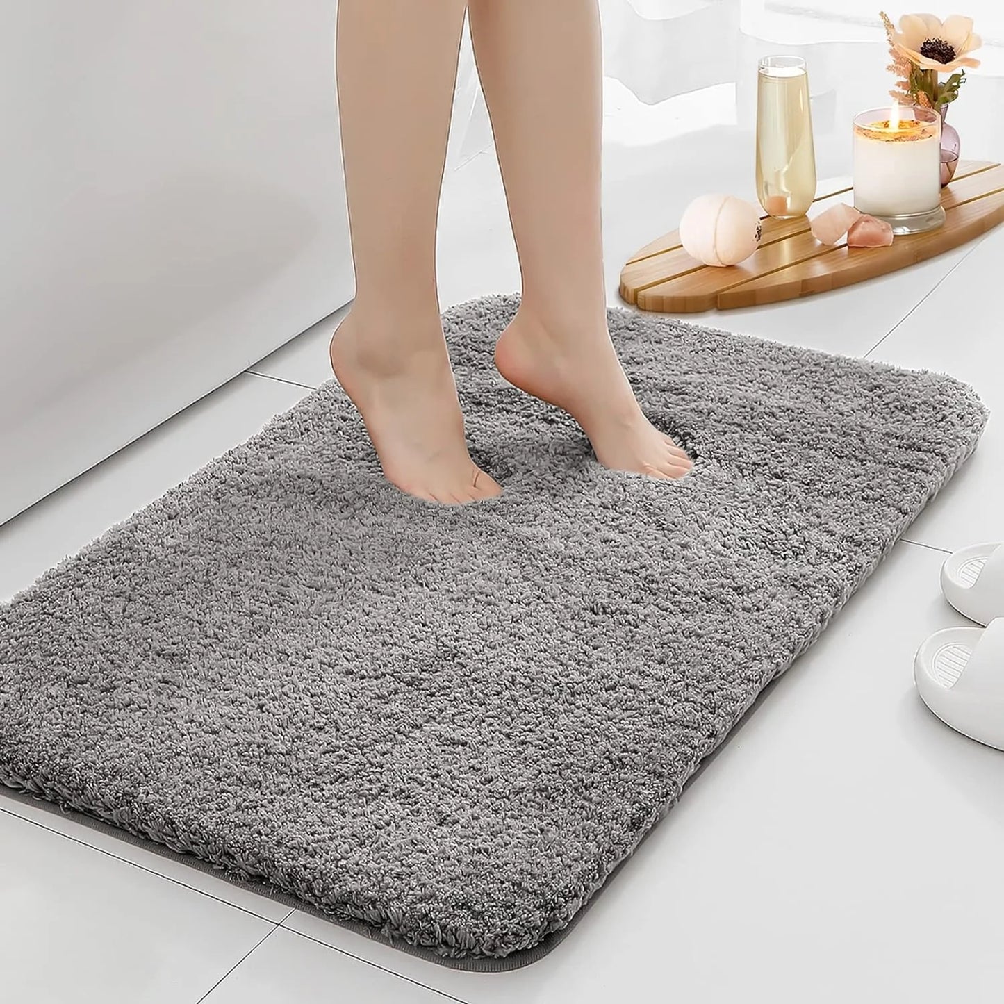 Tappeto da Bagno Antiscivolo – Alto Assorbimento, Pelo Lungo e Lavabile in Lavatrice | Comfort Durevole Casa Fiorità